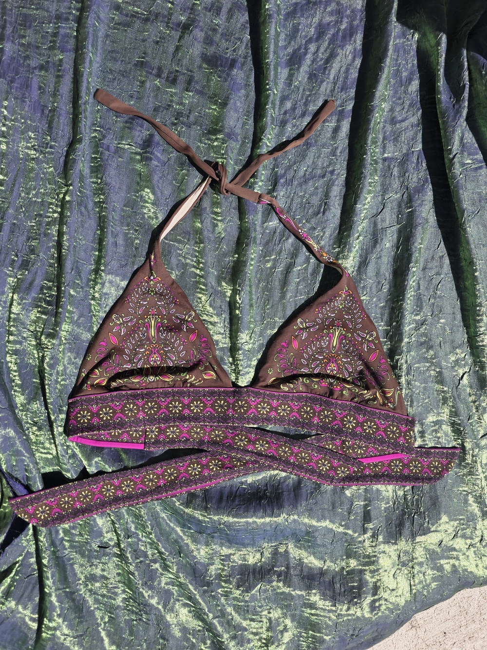 Victoria's Secret Boho Brown and Pink Paisley Wrap Bikini Top